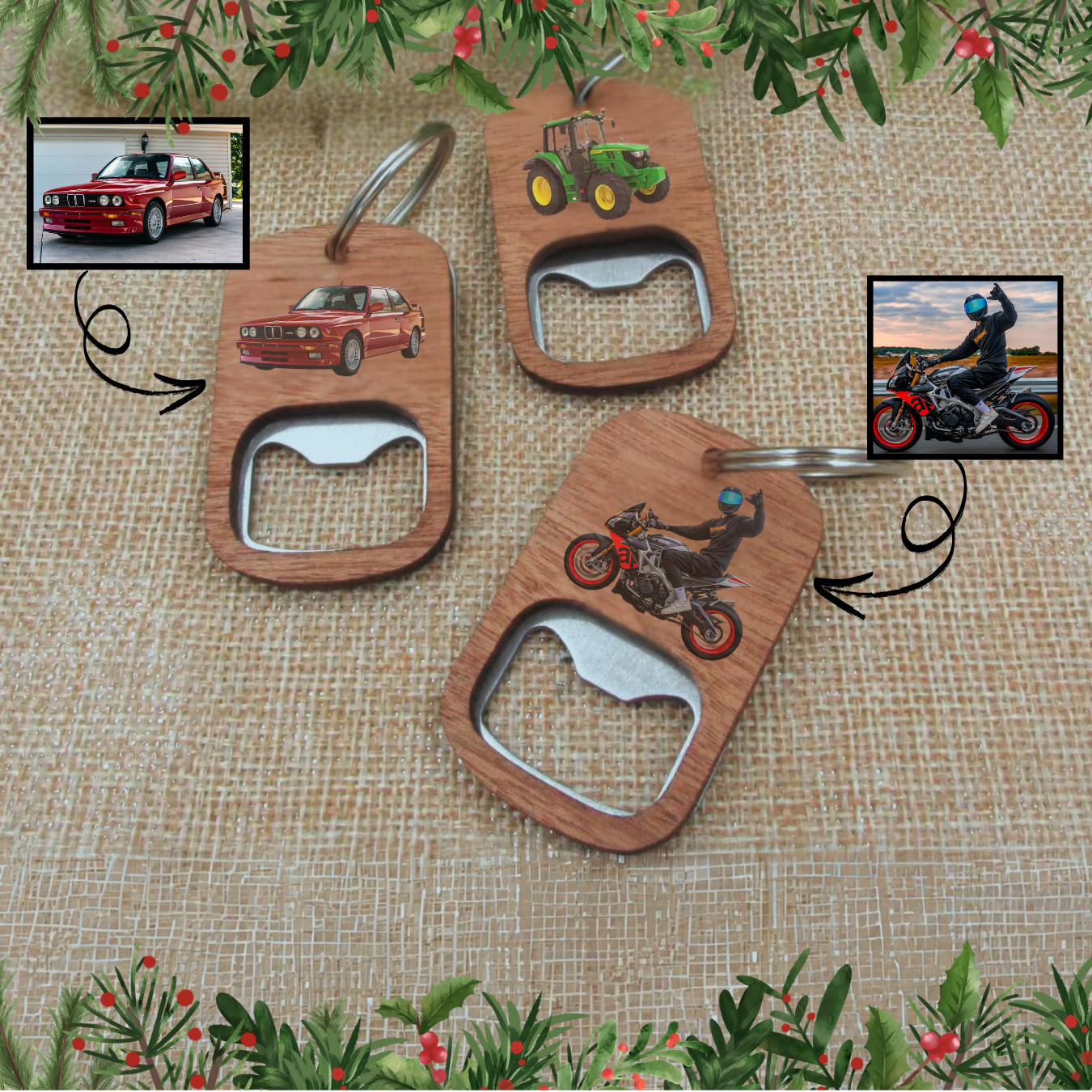 Porte-clés décapsuleur en bois